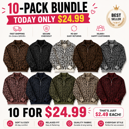 🔥Limited-Time Special Offer|Women’s Leopard Print Oversized Half-Zip Pullover – Soft Casual Sweatshirt