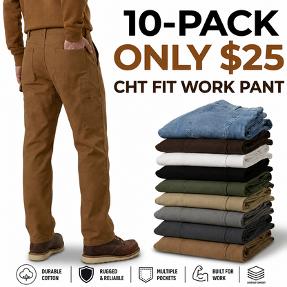 Ends at Midnight ! CHT Men's Flex Relaxed Straight Work Pants Rigby Pant